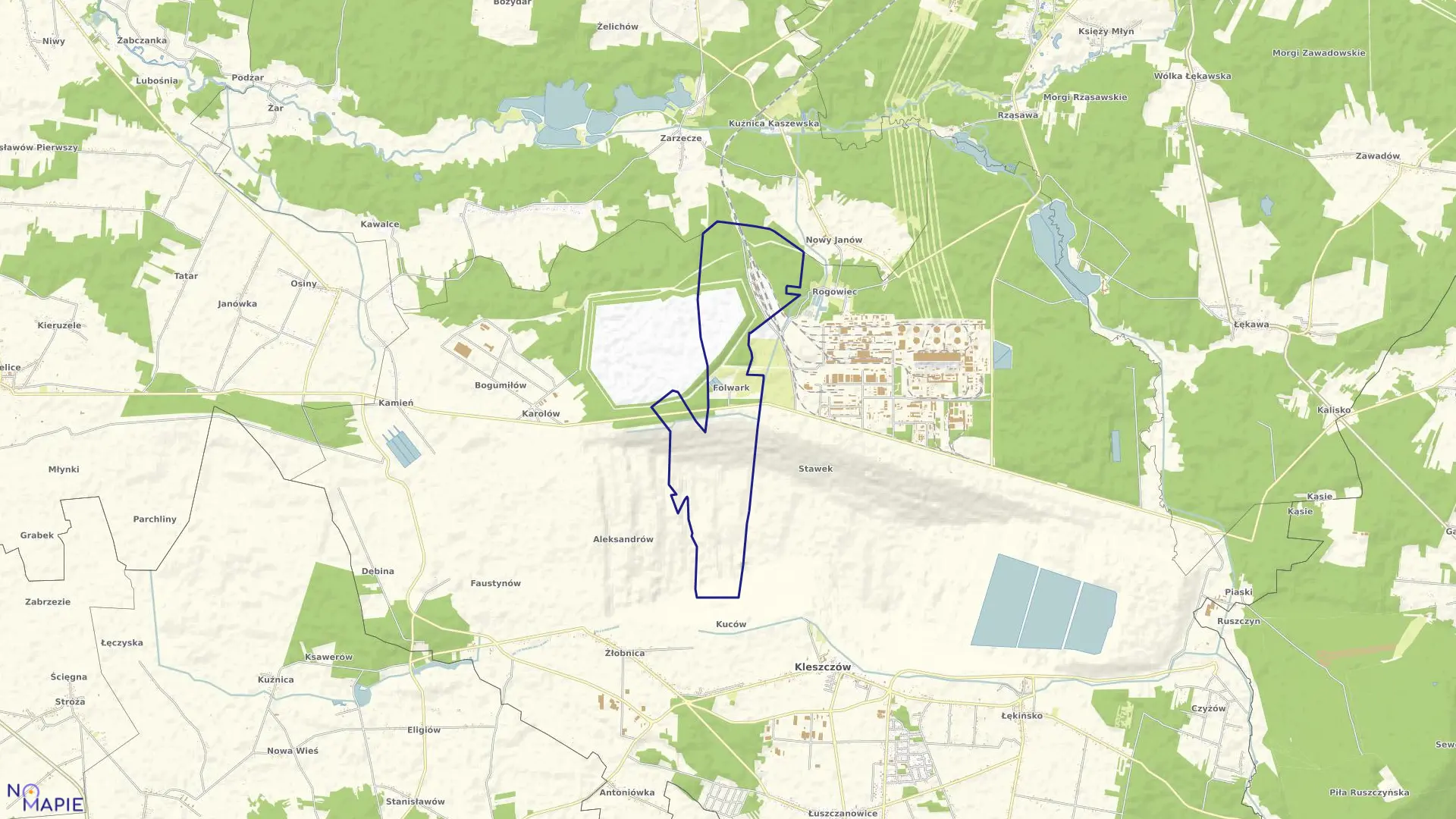 Mapa obrębu FOLWARK w gminie Kleszczów