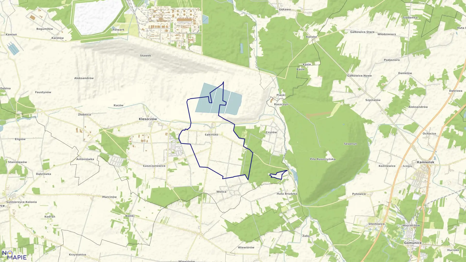 Mapa obrębu ŁĘKIŃSKO w gminie Kleszczów