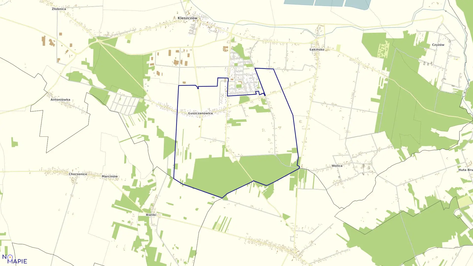 Mapa obrębu ŁUSZCZANOWICE w gminie Kleszczów